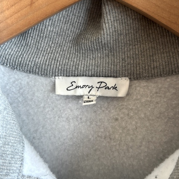 Emory Park Quarter Zip Sweatshirt Size Large Light Gray Mock Neck Cropped - Picture 6 of 15